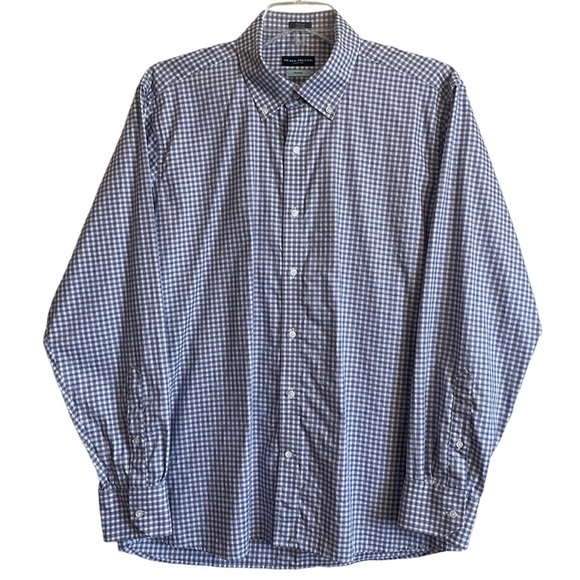 Peter Millar Flex Finish Button Front Checked Plaid Pattern Shirt Size - Picture 3 of 8
